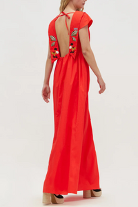 LONG BACKLESS DRESS "MALAGUENA” RED