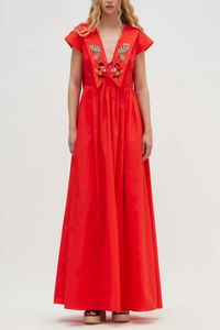 LONG BACKLESS DRESS "MALAGUENA” RED