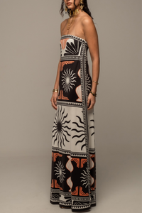 LONG STRAPLESS DRESS "TRANQUILITY" MULTICOLOR