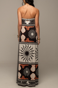 LONG STRAPLESS DRESS "TRANQUILITY" MULTICOLOR
