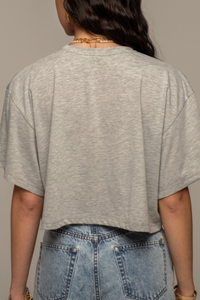 OVERSIZED CROPPED T-SHIRT "VOYAGE" GREY