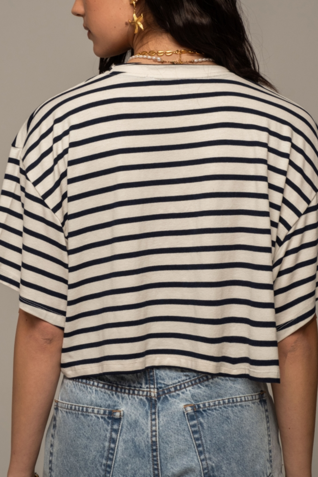 OVERSIZED CROPPED T-SHIRT "CRUISE" WHITE/BLACK