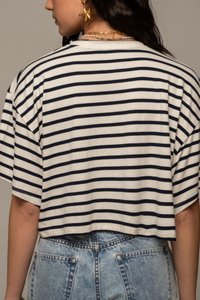 OVERSIZED CROPPED T-SHIRT "CRUISE" WHITE/BLACK