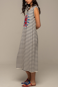 MIDI SLEEVELESS DRESS "CRUISE" BLACK/WHITE