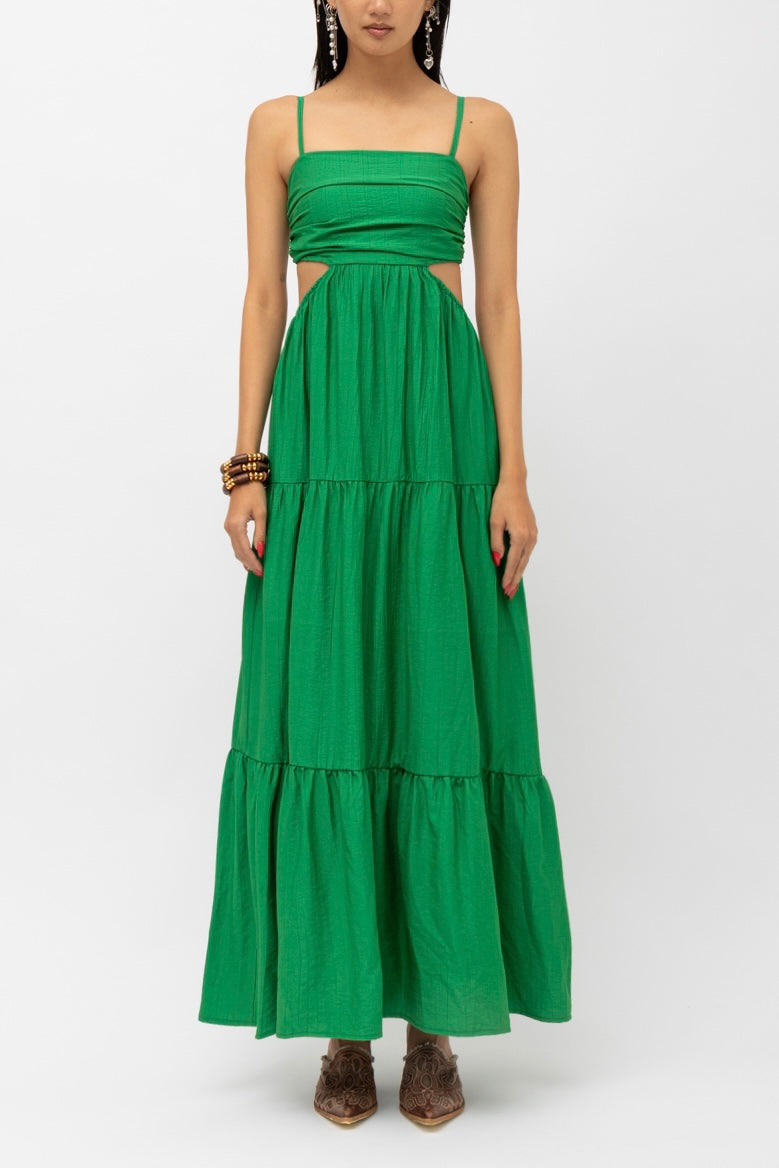 LONG CUTOUTS DRESS "PATMOS" GREEN