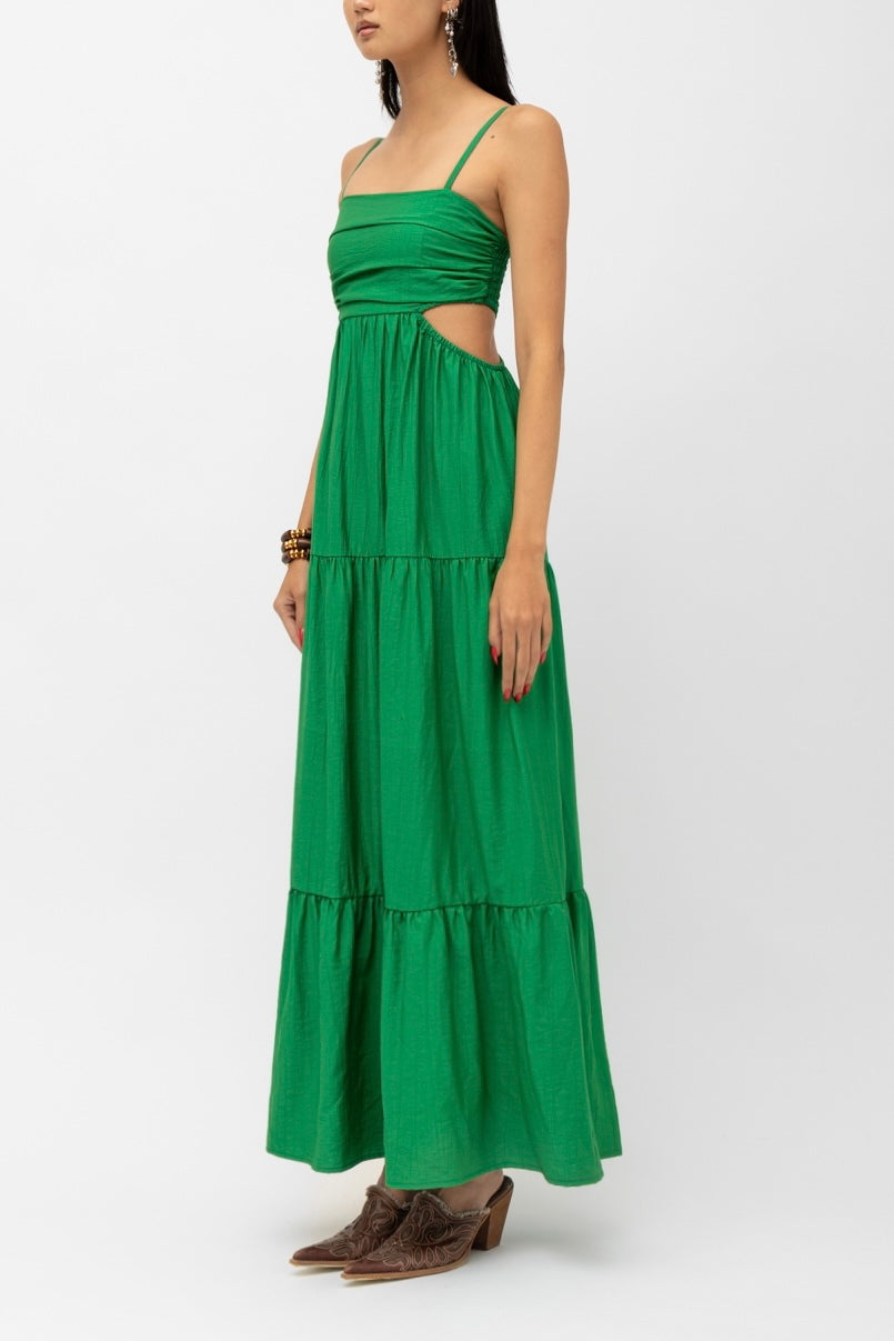 LONG CUTOUTS DRESS "PATMOS" GREEN