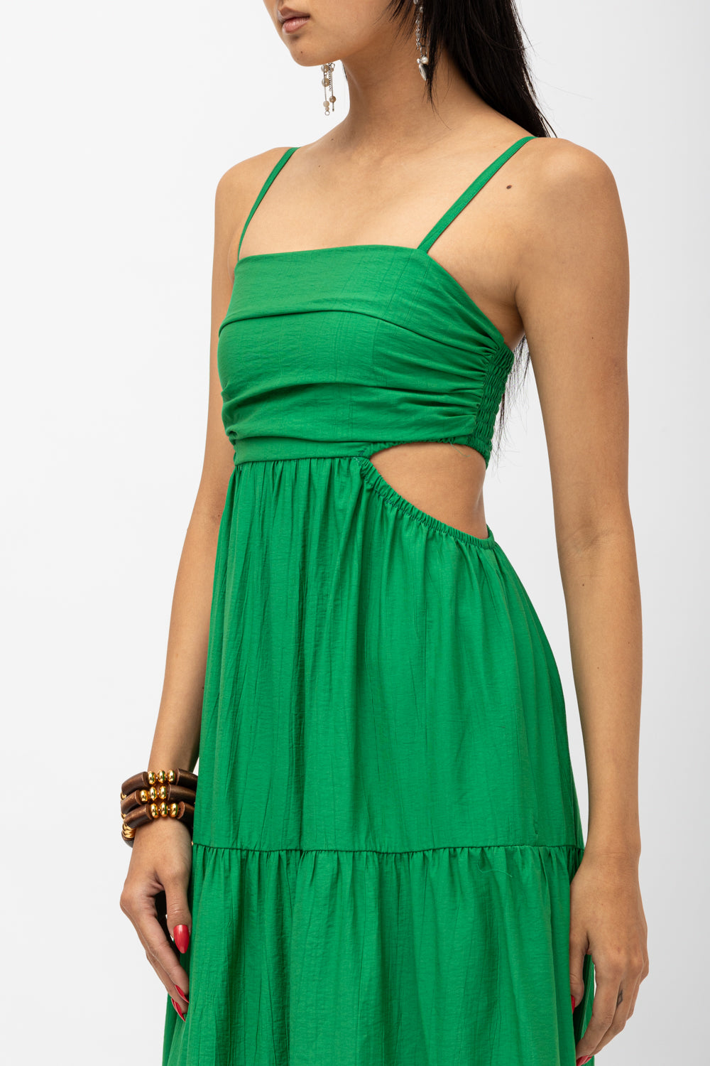 LONG CUTOUTS DRESS "PATMOS" GREEN