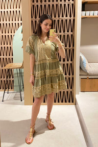 OVERSIZED SHORT COTTON DRESS "EMBROIDERED"