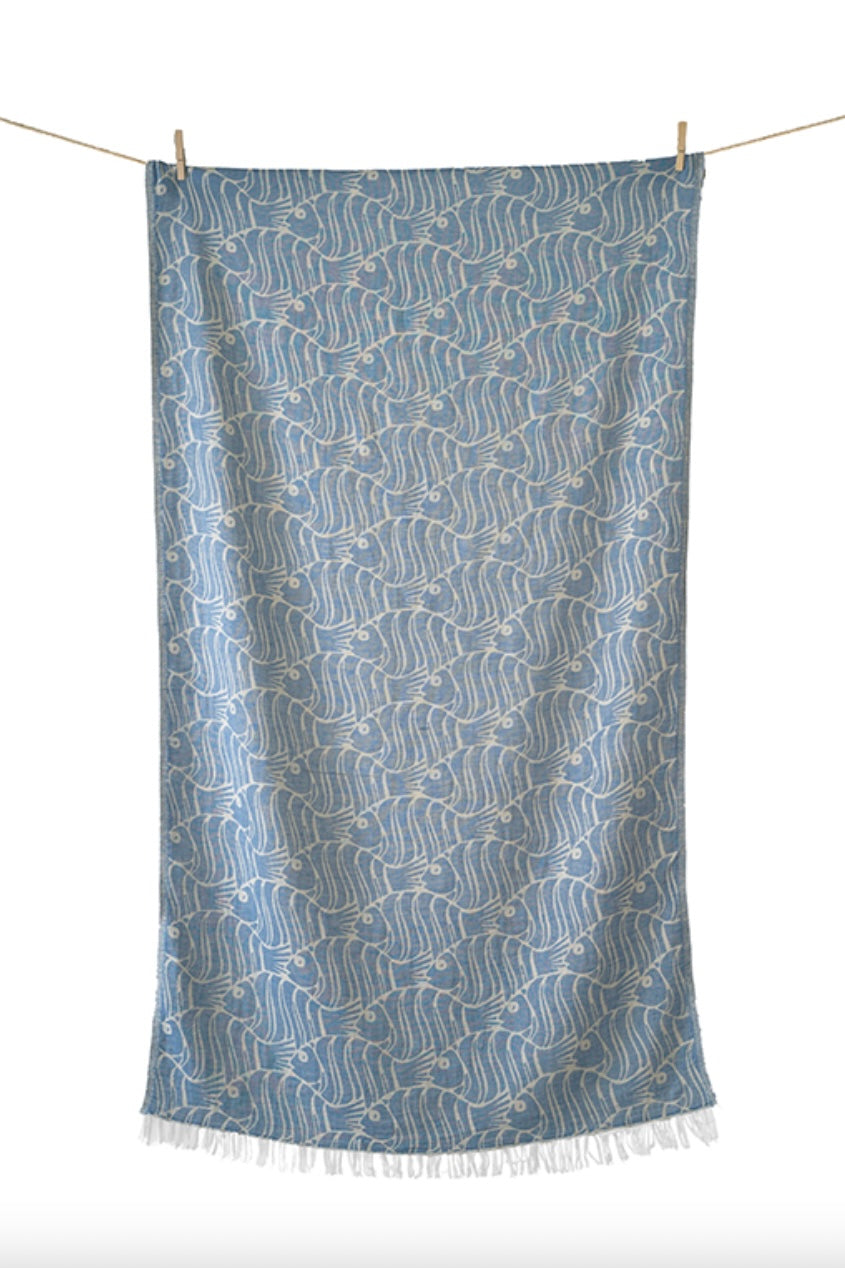 WOVEN BEACH TOWEL "FISH"
