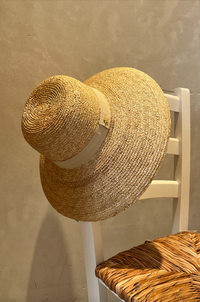 RAFFIA HAT "IOS" WITH BEIGE BAND