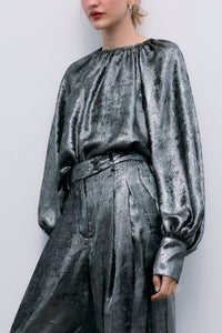 OVERSIZED BLOUSE LIQUID SILVER