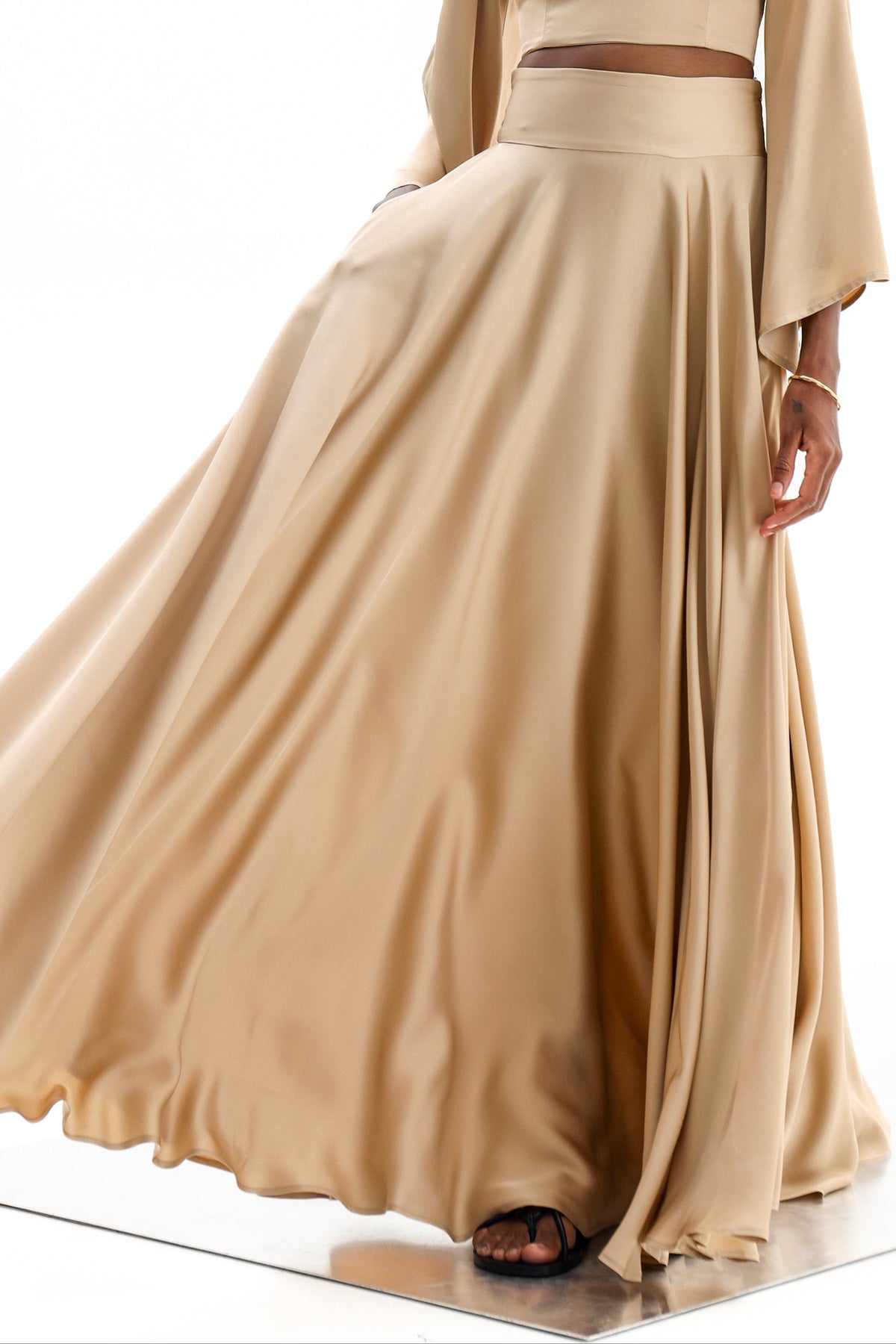 LONG VISCOSE SKIRT "THERA" GOLD