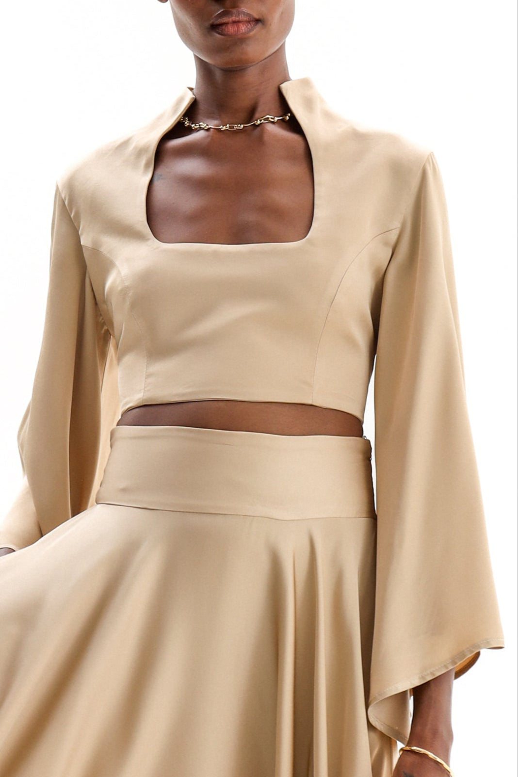 CROPPED VISCOSE TOP "THERA" GOLD