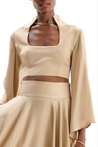 CROPPED VISCOSE TOP "THERA" GOLD