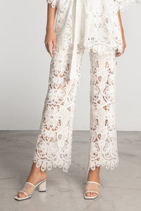 EMBROIDERED PANTS "AMARA" WHITE