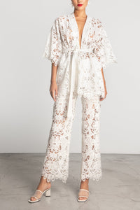 EMBROIDERED PANTS "AMARA" WHITE