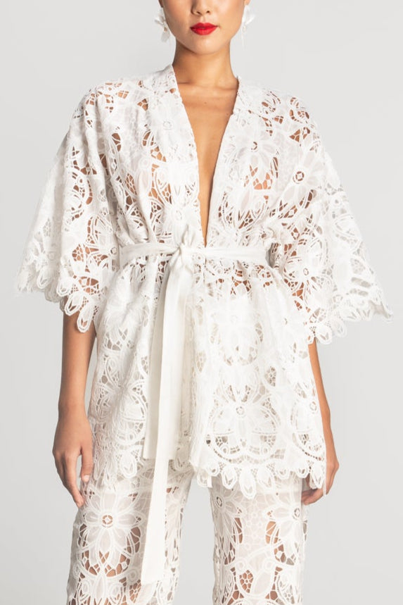 EMBROIDERED KIMONO "AMARA" WHITE