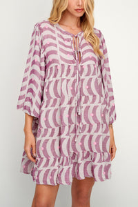 SHORT TUNIC DRESS "TINOS" AUBERGINE