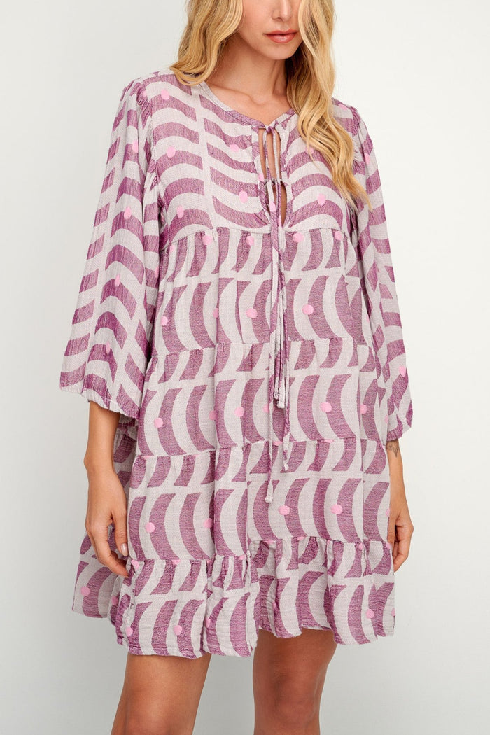 SHORT TUNIC DRESS "TINOS" AUBERGINE
