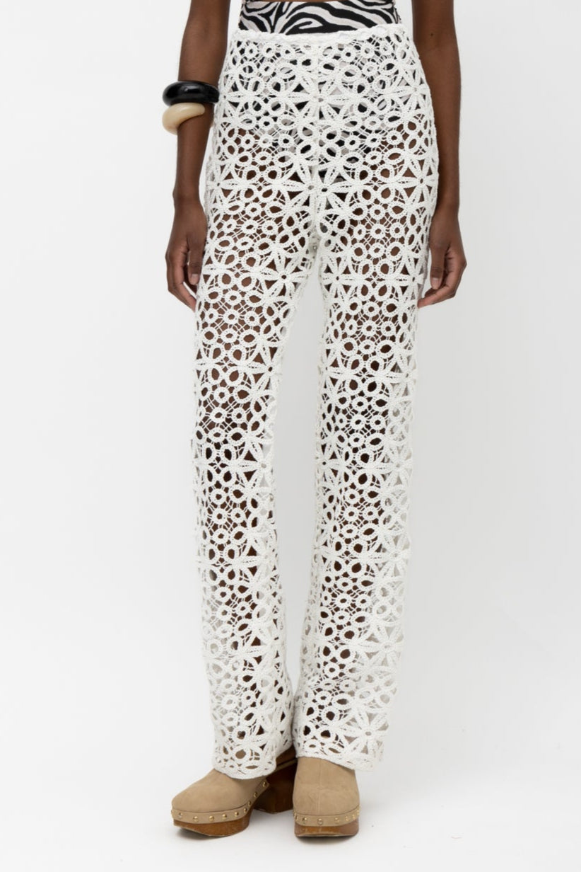 CROCHET PANTS "COMOROS" WHITE