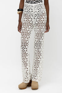 CROCHET PANTS "COMOROS" WHITE