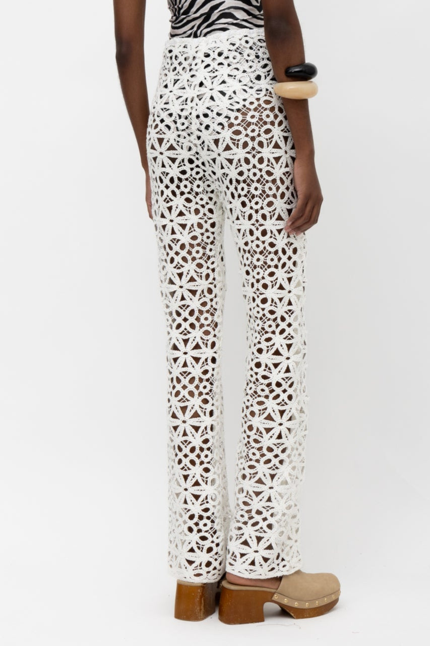 CROCHET PANTS "COMOROS" WHITE