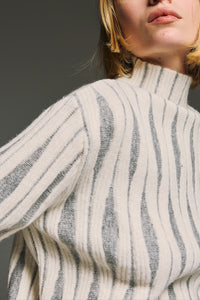 HIGH NECK KNIT PULLOVER "ROMBUS" OFFWHITE