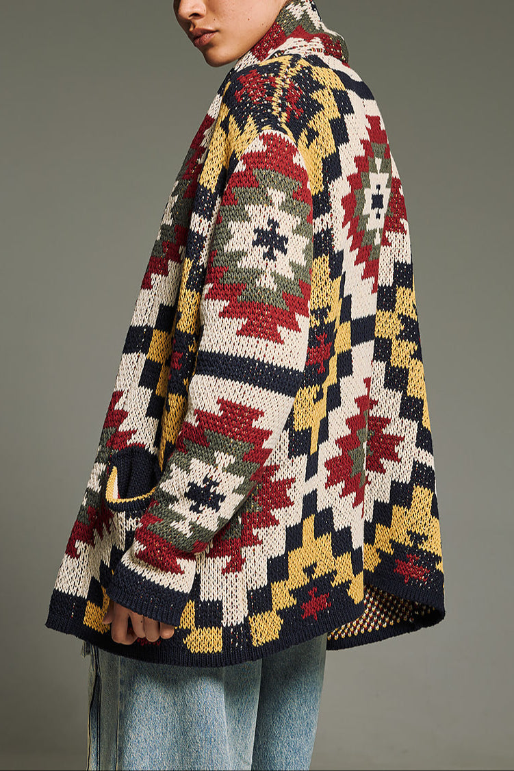 JACQUARD KNIT CARDIGAN "INKAS" MULTICOLOR