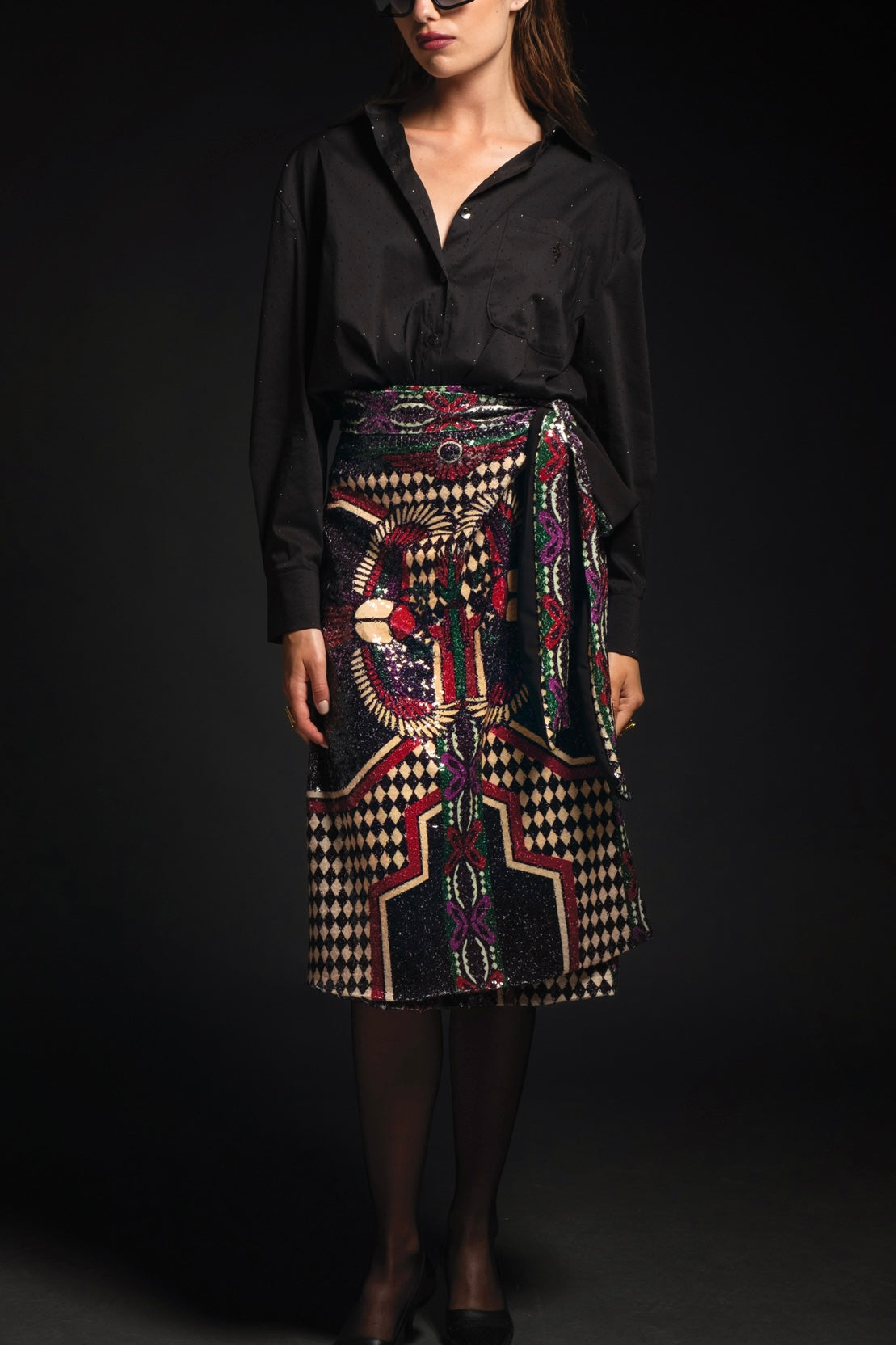 WRAP SKIRT WITH SEQUINS "ETERNAL" MULTICOLOR