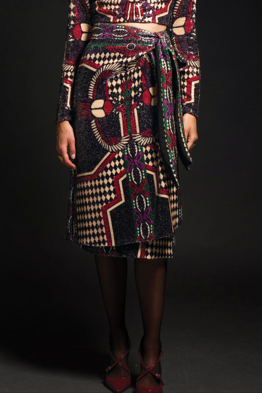 WRAP SKIRT WITH SEQUINS "ETERNAL" MULTICOLOR