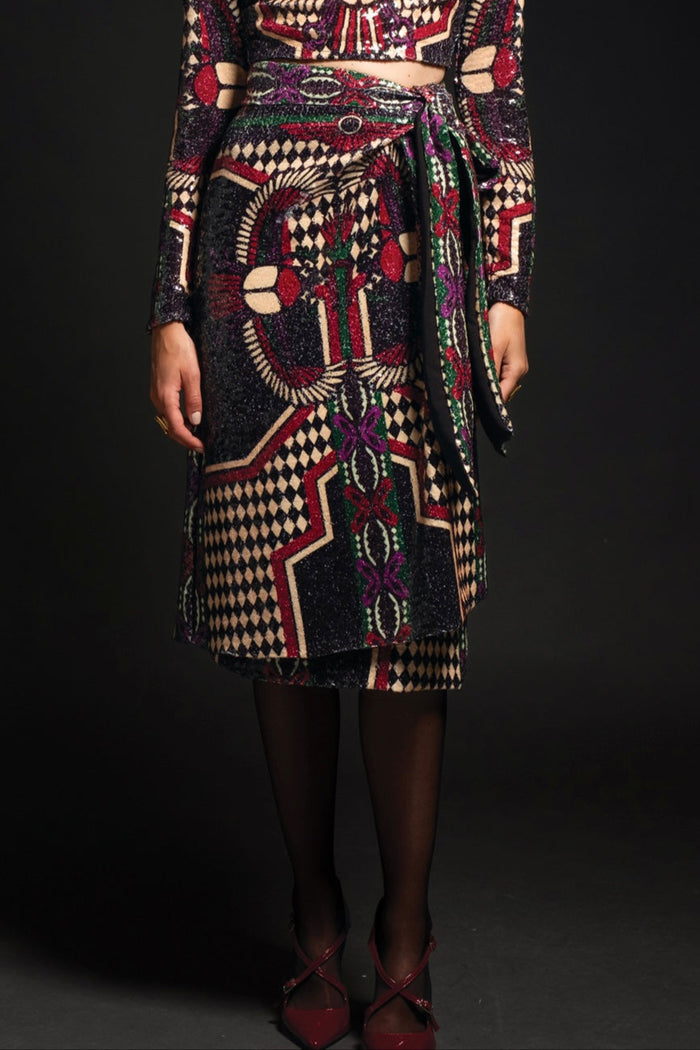 WRAP SKIRT WITH SEQUINS "ETERNAL" MULTICOLOR