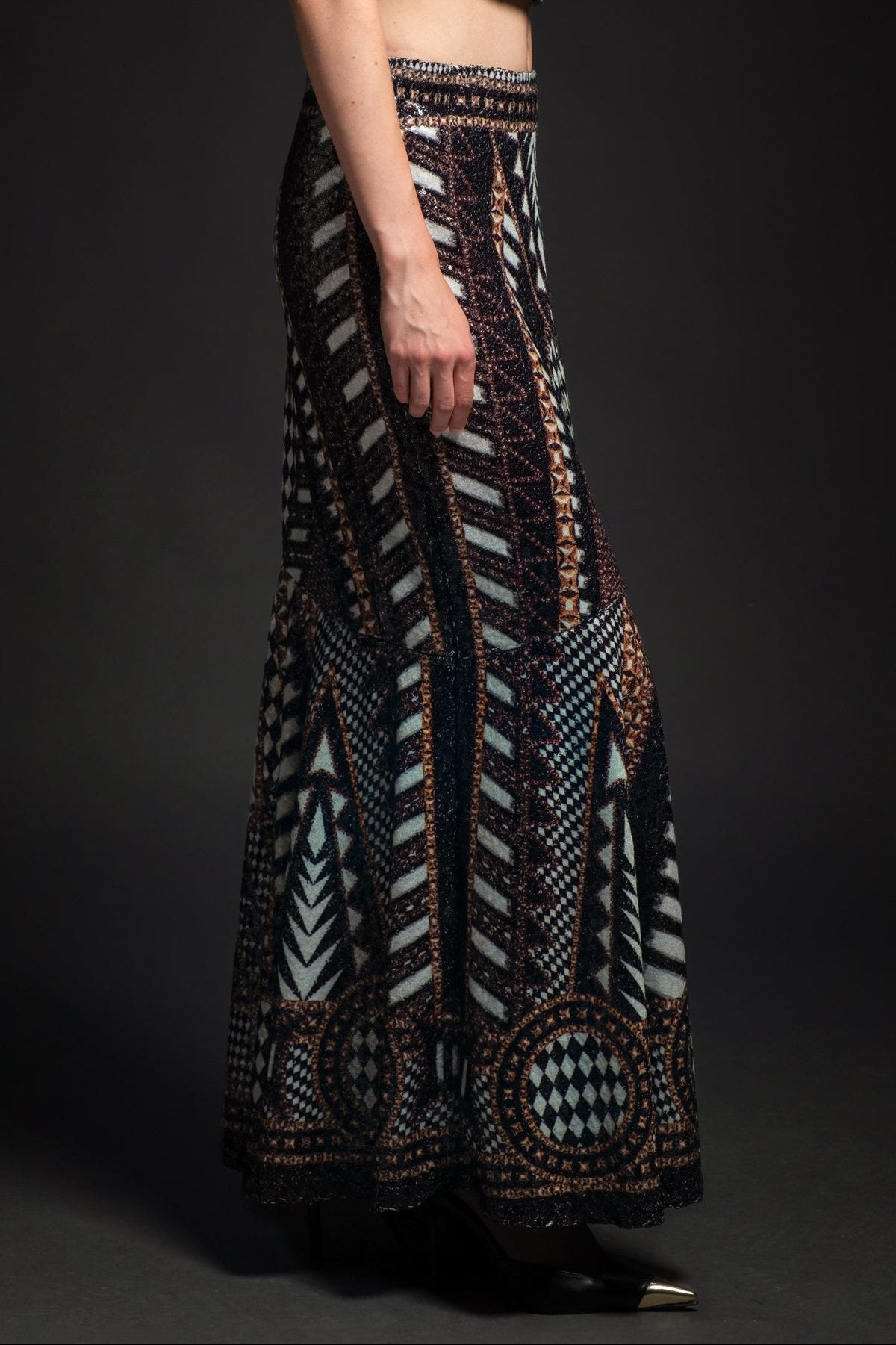 LONG SKIRT WITH SEQUINS "ABUNDANCE" MULTICOLOR