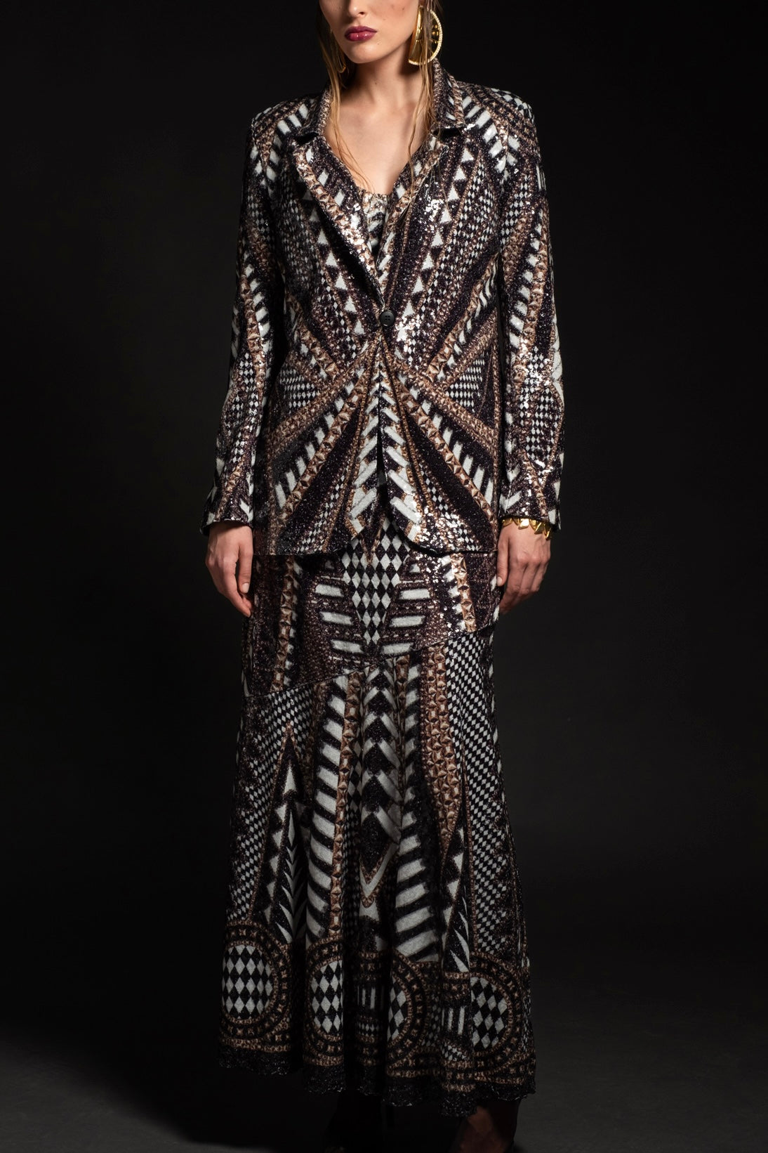 LONG SKIRT WITH SEQUINS "ABUNDANCE" MULTICOLOR