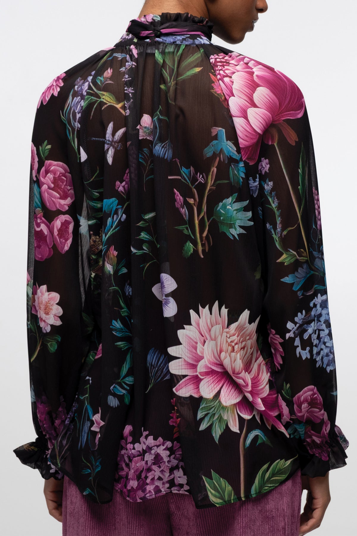 TRANSPARENT GEORGETTE BLOUSE WITH BOW TIE