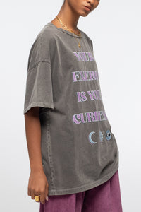 SANDWASHED COTTON T-SHIRT GREY