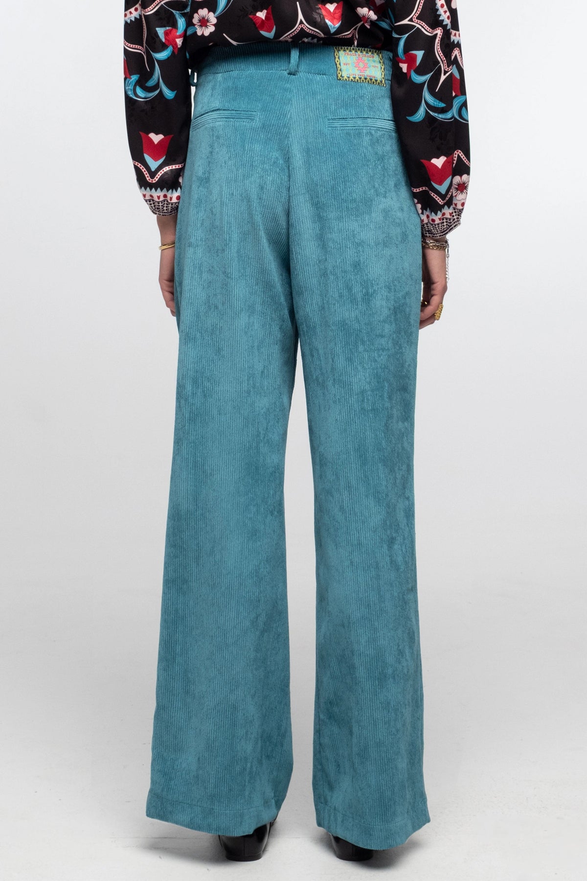 WIDE LEG CORDUROY PANTS TEAL