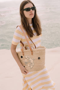 WOVEN & EMBROIDERED BASKET „MIDNIGHT BIRD“