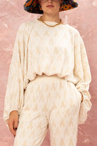COZY BALLOON ARMS KNIT SWEATER BEIGE/OFF WHITE