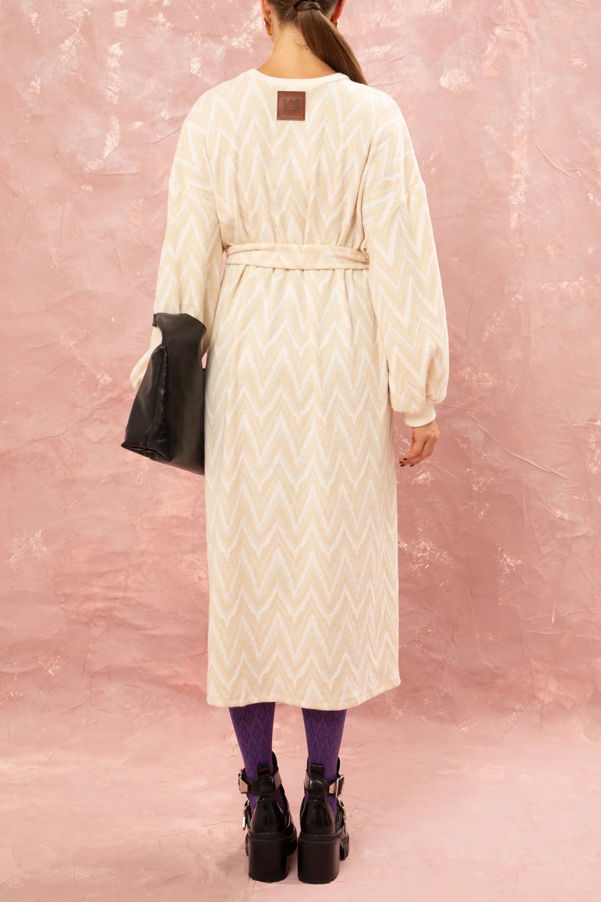 COZY OVERSIZED KNIT DRESS BEIGE/OFF WHITE