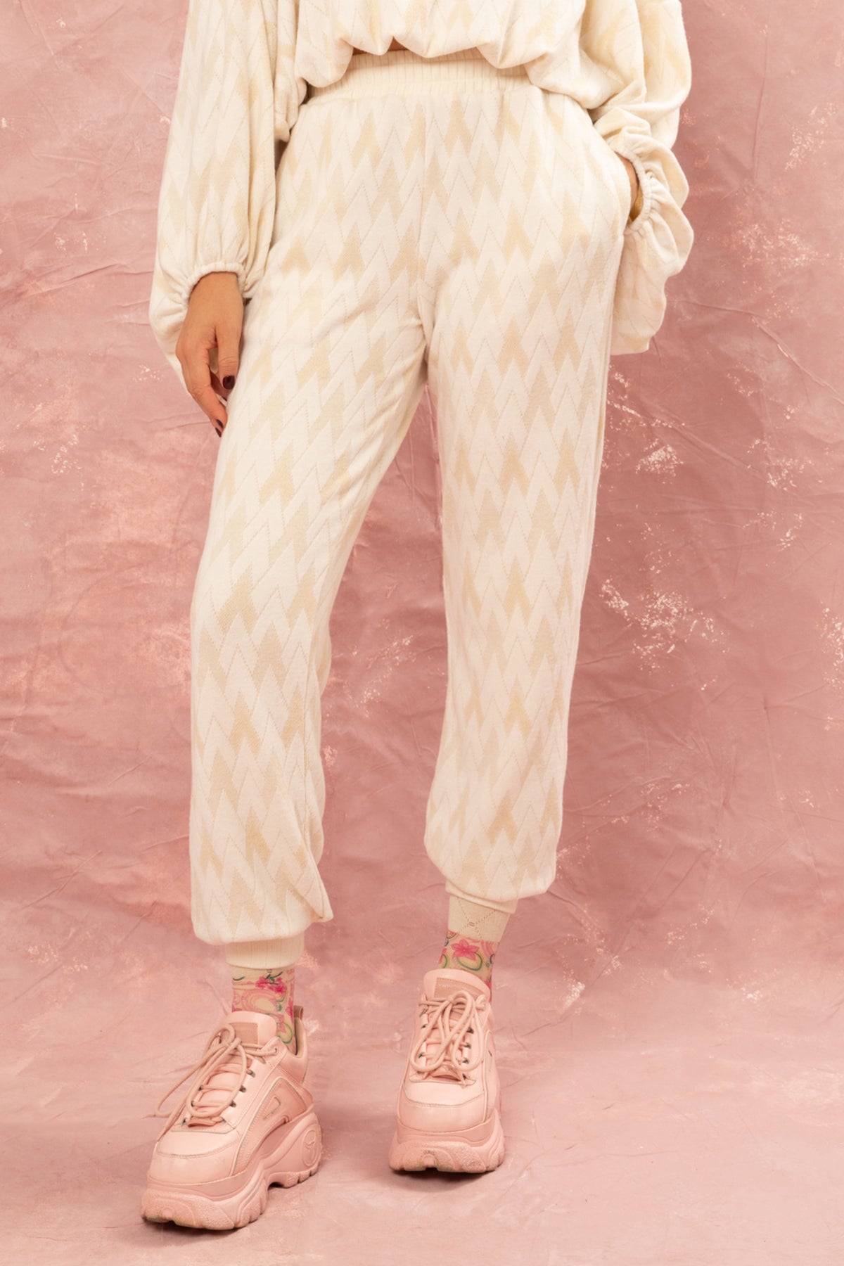 COZY KNIT PANTS BEIGE/OFF WHITE