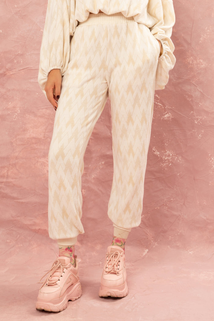 COZY KNIT PANTS BEIGE/OFF WHITE