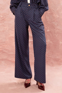 WIDE PANTS "FLORAL DOT” NAVY/BURGUNDY/WHITE