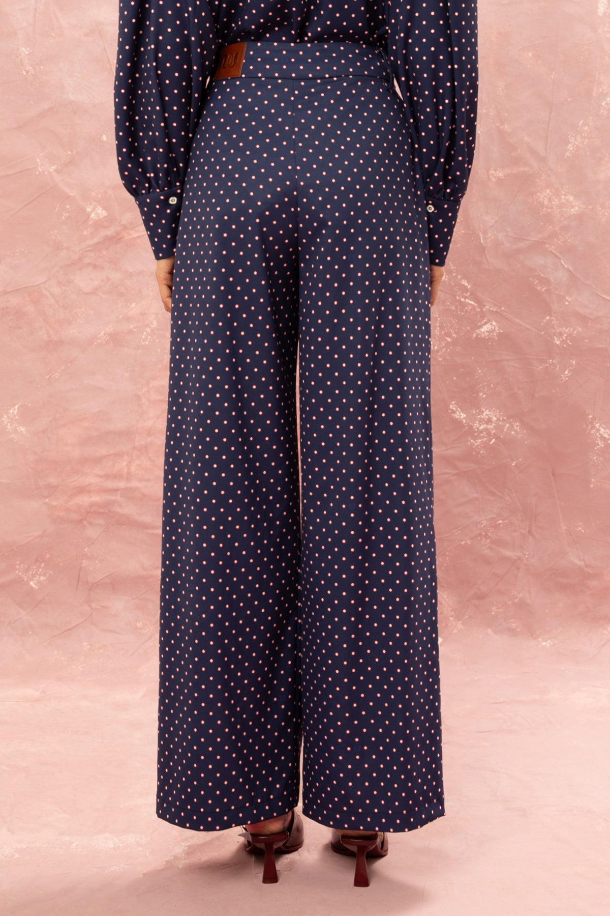 WIDE PANTS "FLORAL DOT” NAVY/BURGUNDY/WHITE