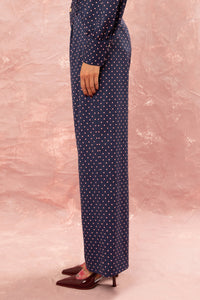 WIDE PANTS "FLORAL DOT” NAVY/BURGUNDY/WHITE