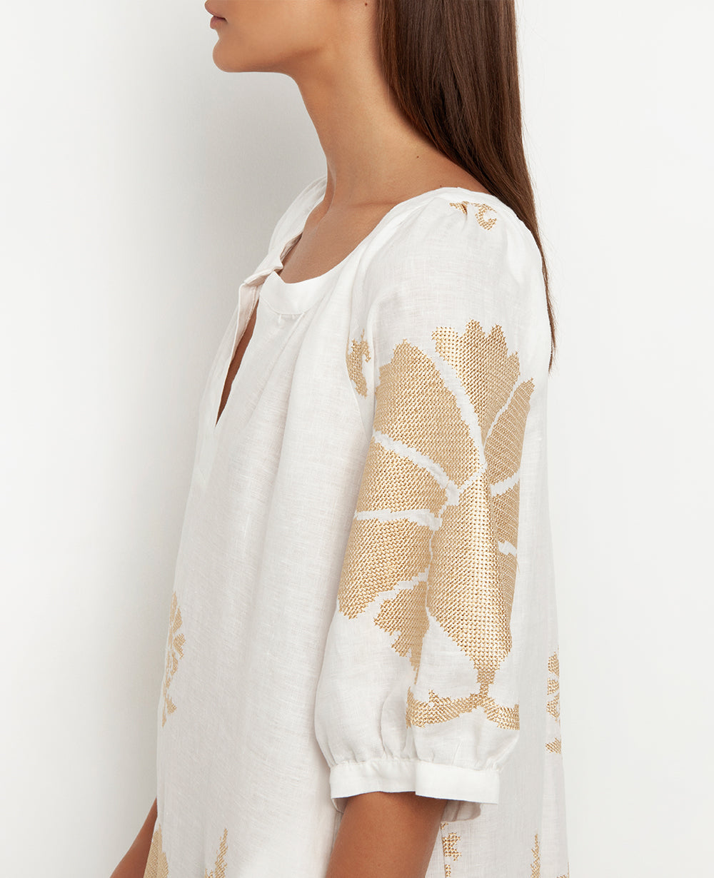 LONG LINEN DRESS "PEACOCK"