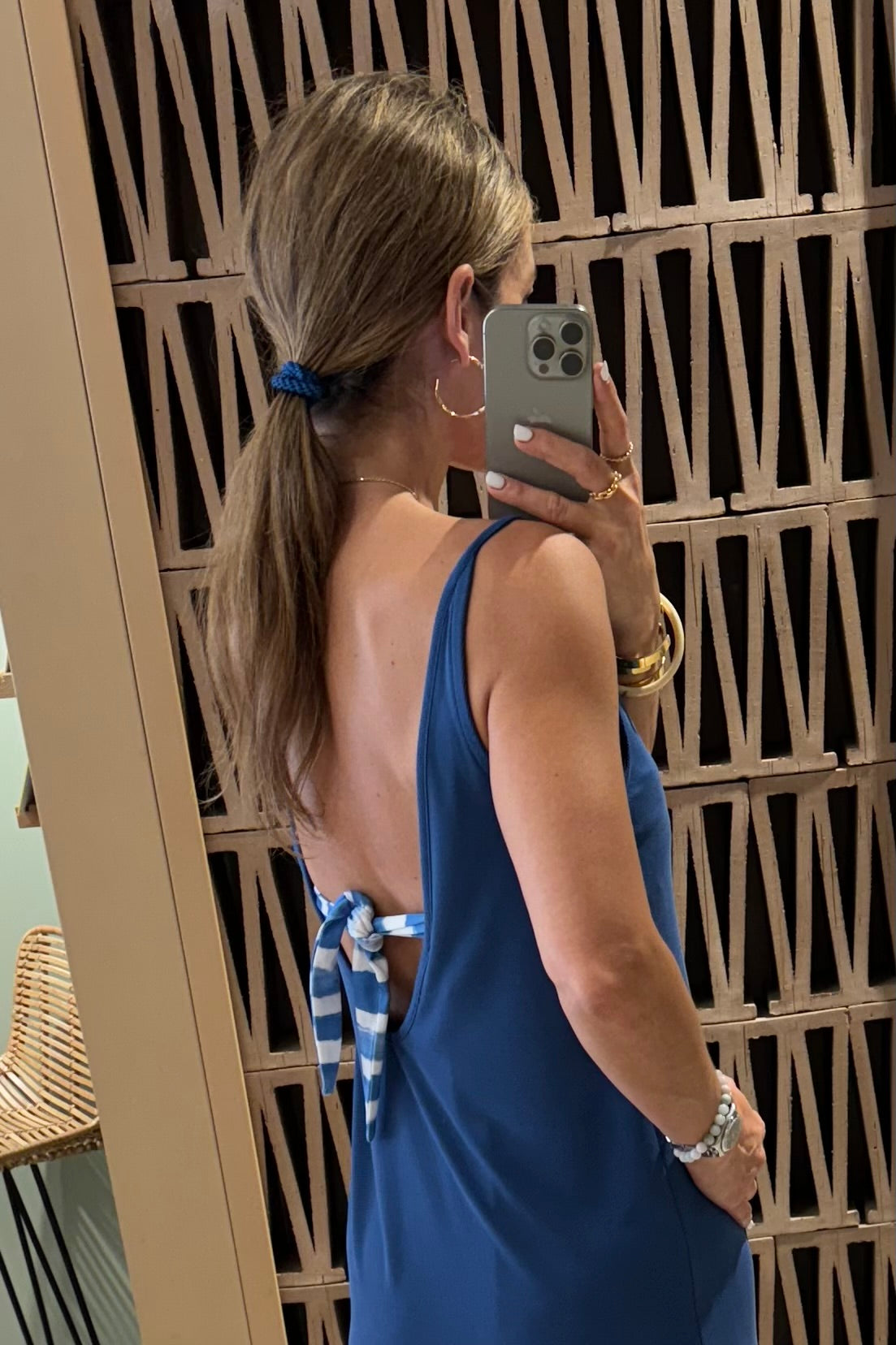 RIBBED STRAPPY DRESS ROYAL BLUE