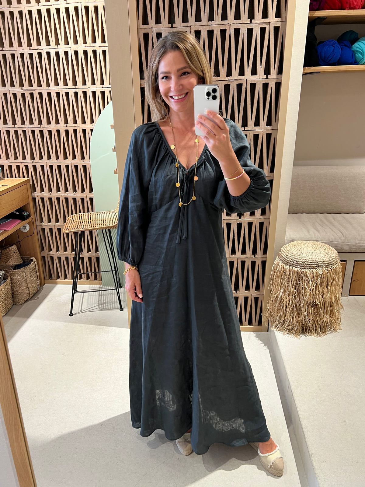 LONG LINEN DRESS "MINIMAL"