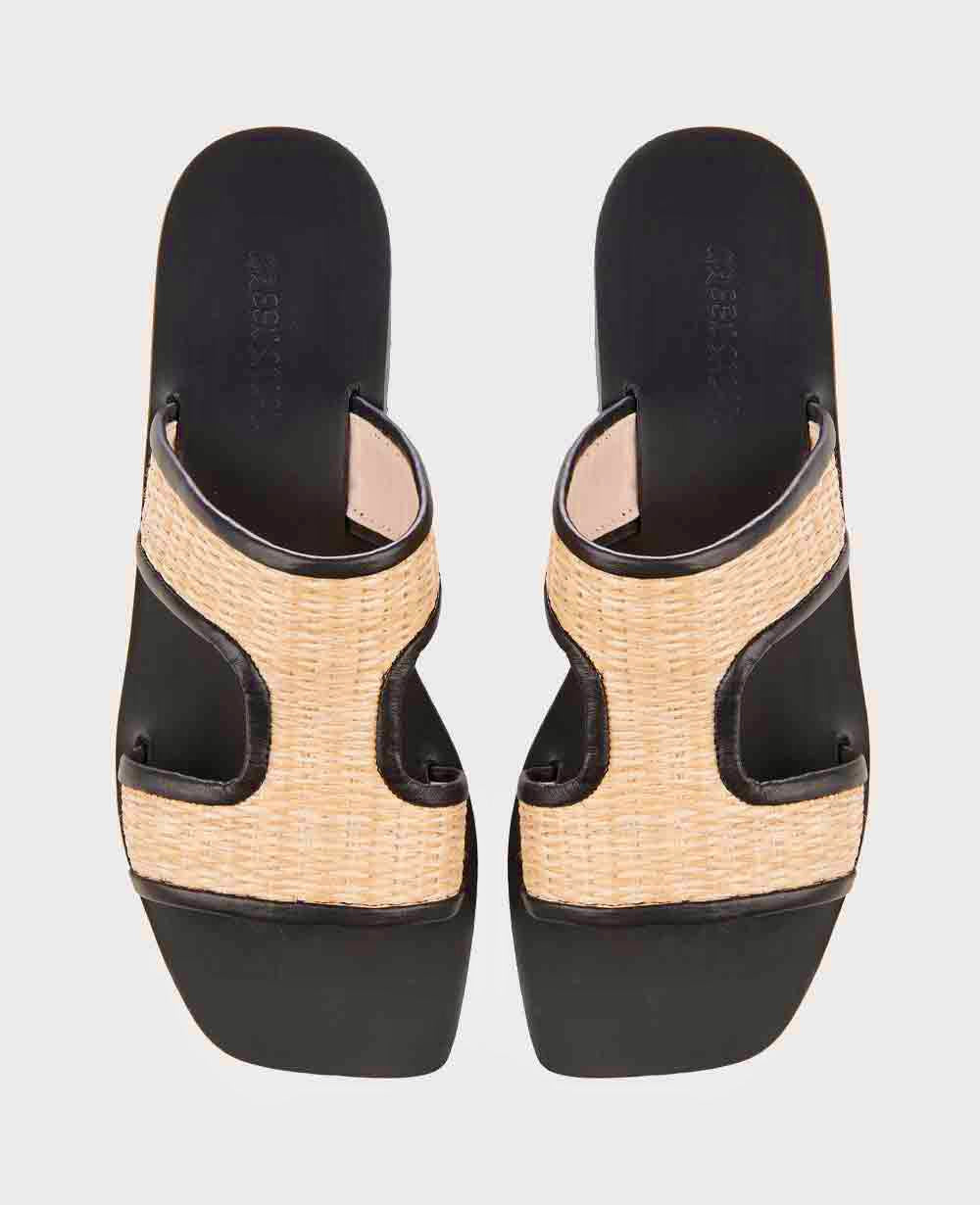 SANDALS "HYDRA" BLACK/NATURAL