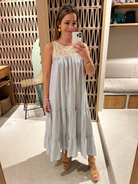 SLEEVELESS MIDI DRESS "TRIANGLE" - LIGHT GREY/GOLD