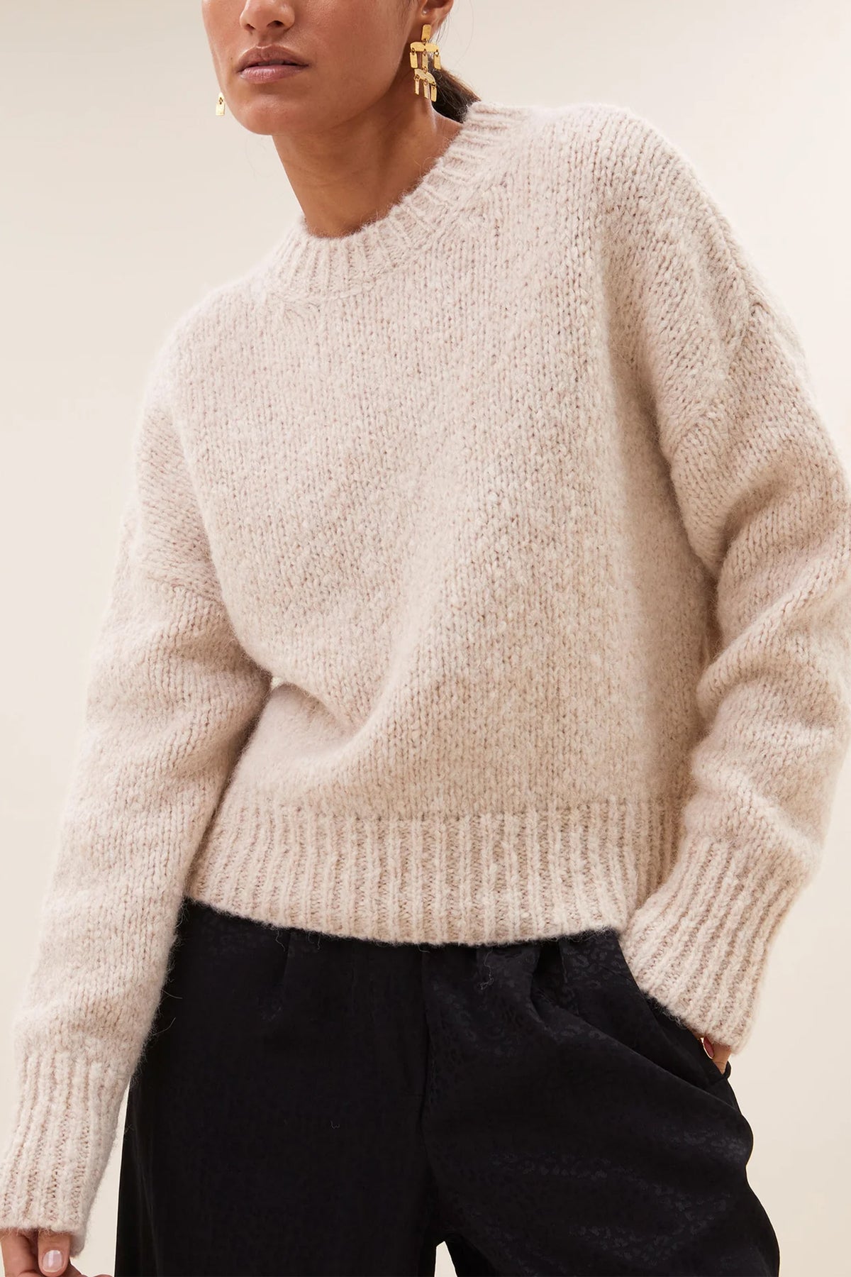 KNIT PULLOVER “COZY” CHALK